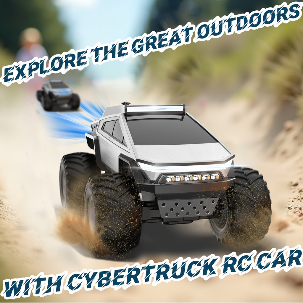1:12 RC Monster Truck 4WD All-Terrain 2.4GHz Remote Control Car LED Lights Sound Music Ergonomic Grip Cybertruck Pickup Style Off-Road Kids Boys Birthday Christmas Gift