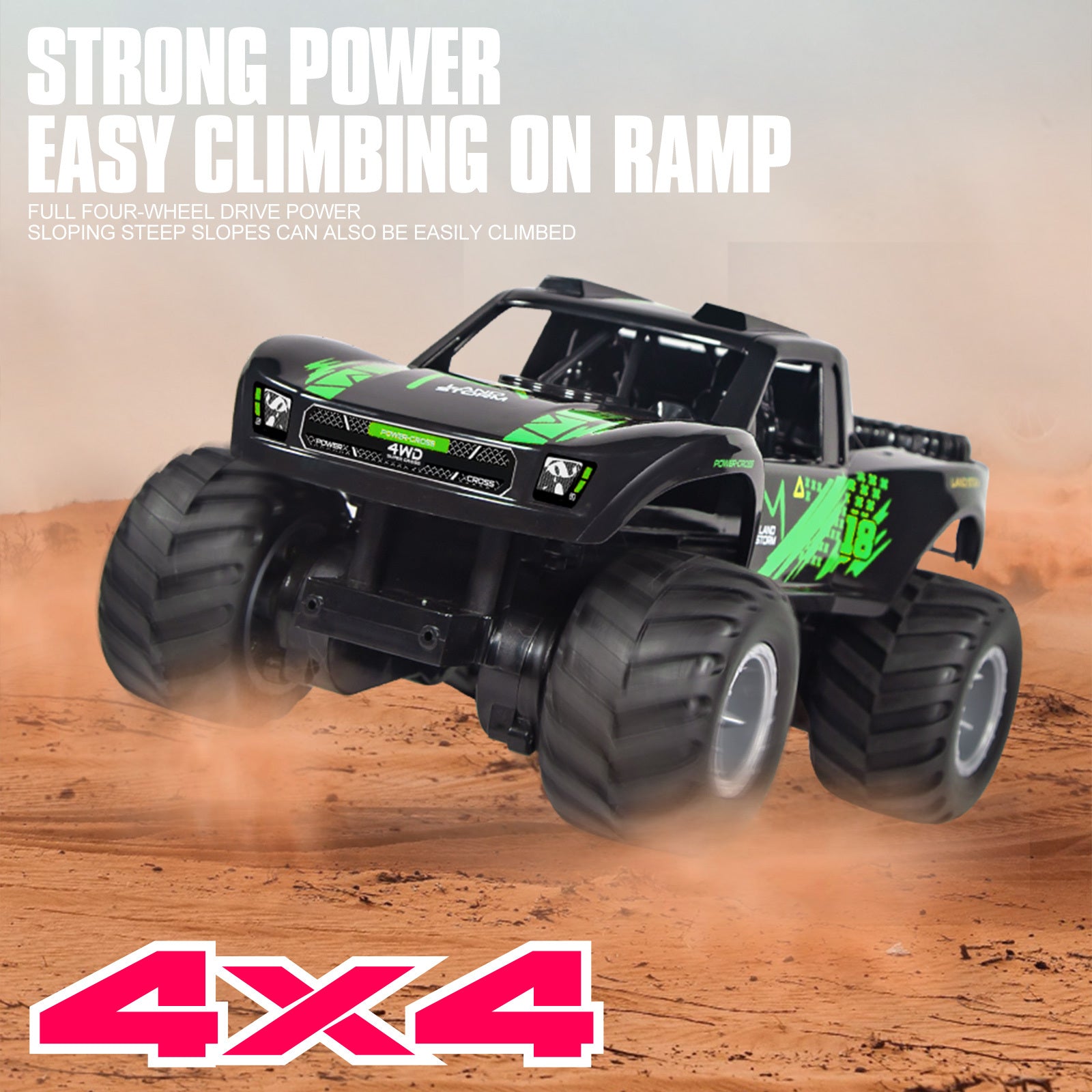 Amphibious RC Monster Truck 1:16 Scale 4WD Waterproof - 2 Rechargeable Batteries, All Terrain Off-Road RC Car for Kids Boys Ages 4-7, Birthday Gift
