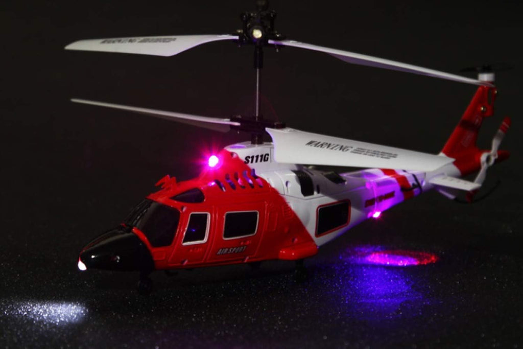 SYMA S111G Coast Guard Rescue RC Helicopter, 3CH Gyro Infrared Indoor Mini Helicopter with LED Lights, Easy to Fly for Beginners, Perfect Gift for Kids & Adults