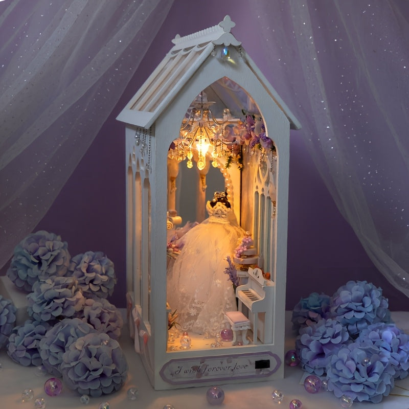 Wedding Dress Shop Miniature Dollhouse DIY Kit – Build Your Own Bridal Boutique with Furniture & Home Decor, Creative Craft Building Set for Teens Adults Ages 14+ Birthday Valentine Gift