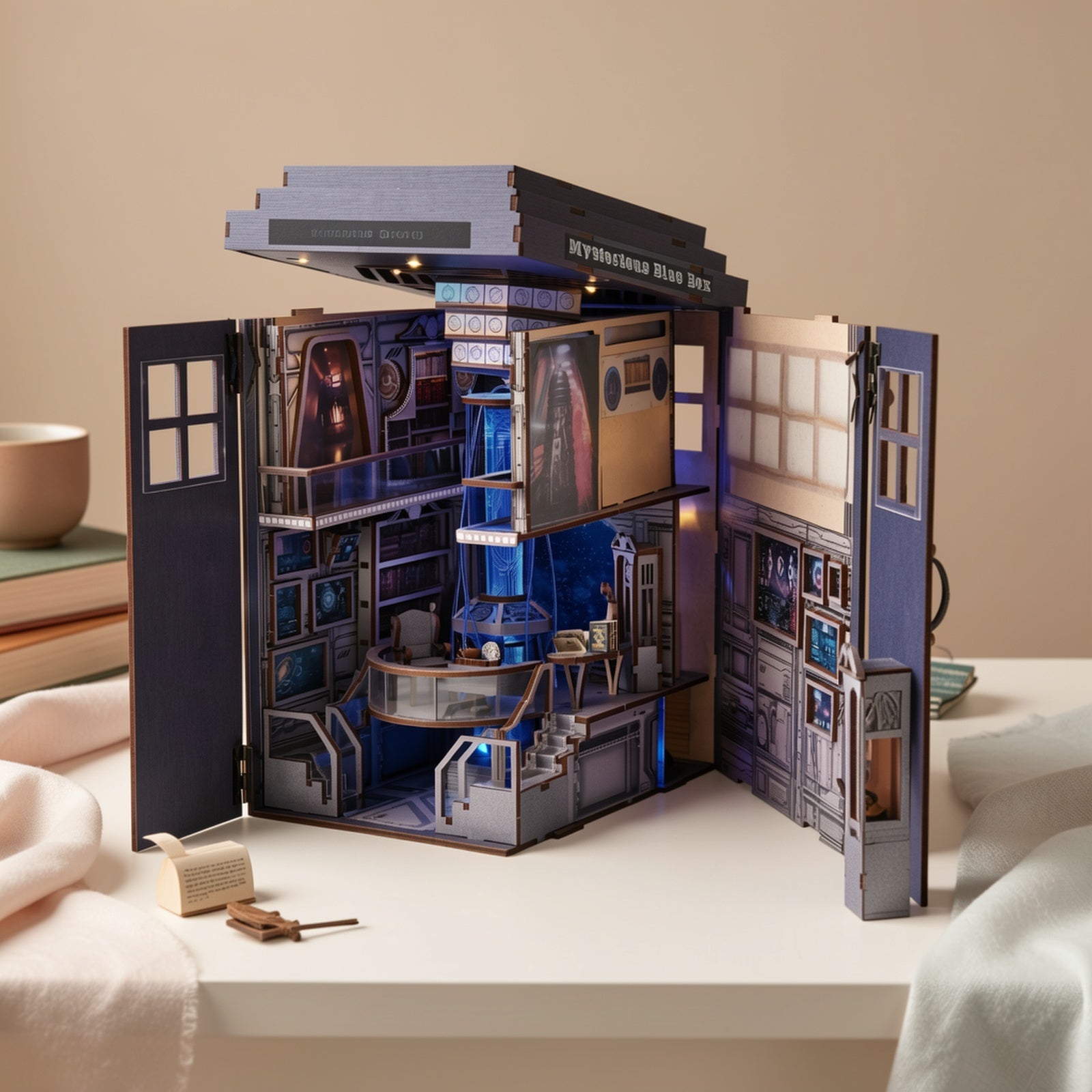 DIY Booknook Kit 3D Wooden Puzzle Miniature House Mysterious Magic Box Home Decor Holiday Gift for Valentine Halloween Thanksgiving Christmas Birthday