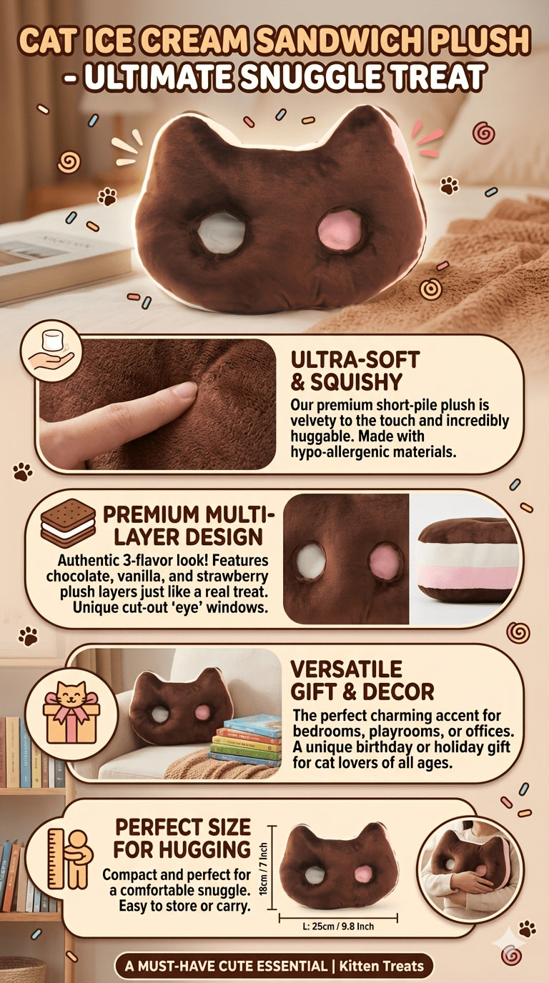 Cookie Brownie Kitten Plush 9 Inch – Cute Anime Cat Stuffed Animal Pillow, Soft Space Universe Kawaii Cat Plush Toy Gift for Kids Girls Room Decor