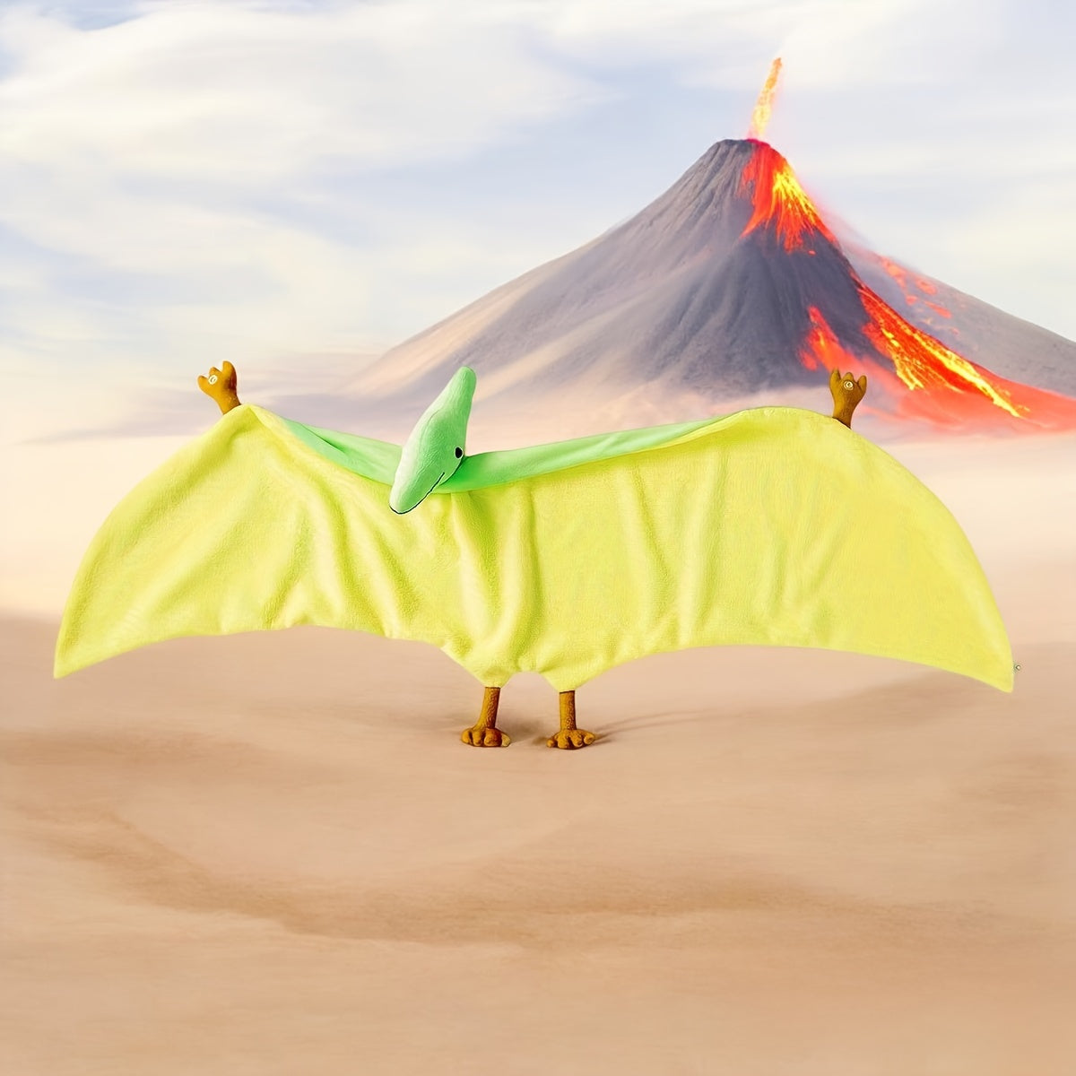 Pterosaur Plush Cape 38 Inch Wearable Dinosaur Stuffed Toy Hooded Costume Blanket Poncho for Kids Birthday Halloween Party Room Decor Gift for Boys Girls