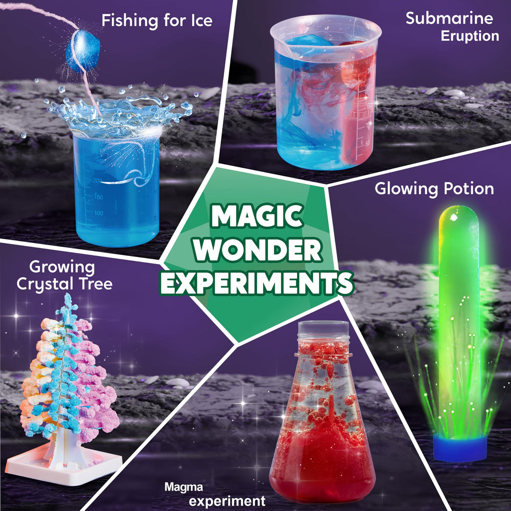 STEM Science Kit for Kids with 50+ Experiments - Crystal Tree Growing Kit, Lava Lamp, Volcano & Chemistry Lab Activities, Educational Science Toy for Boys Girls Ages 6-12, Birthday Christmas Gift