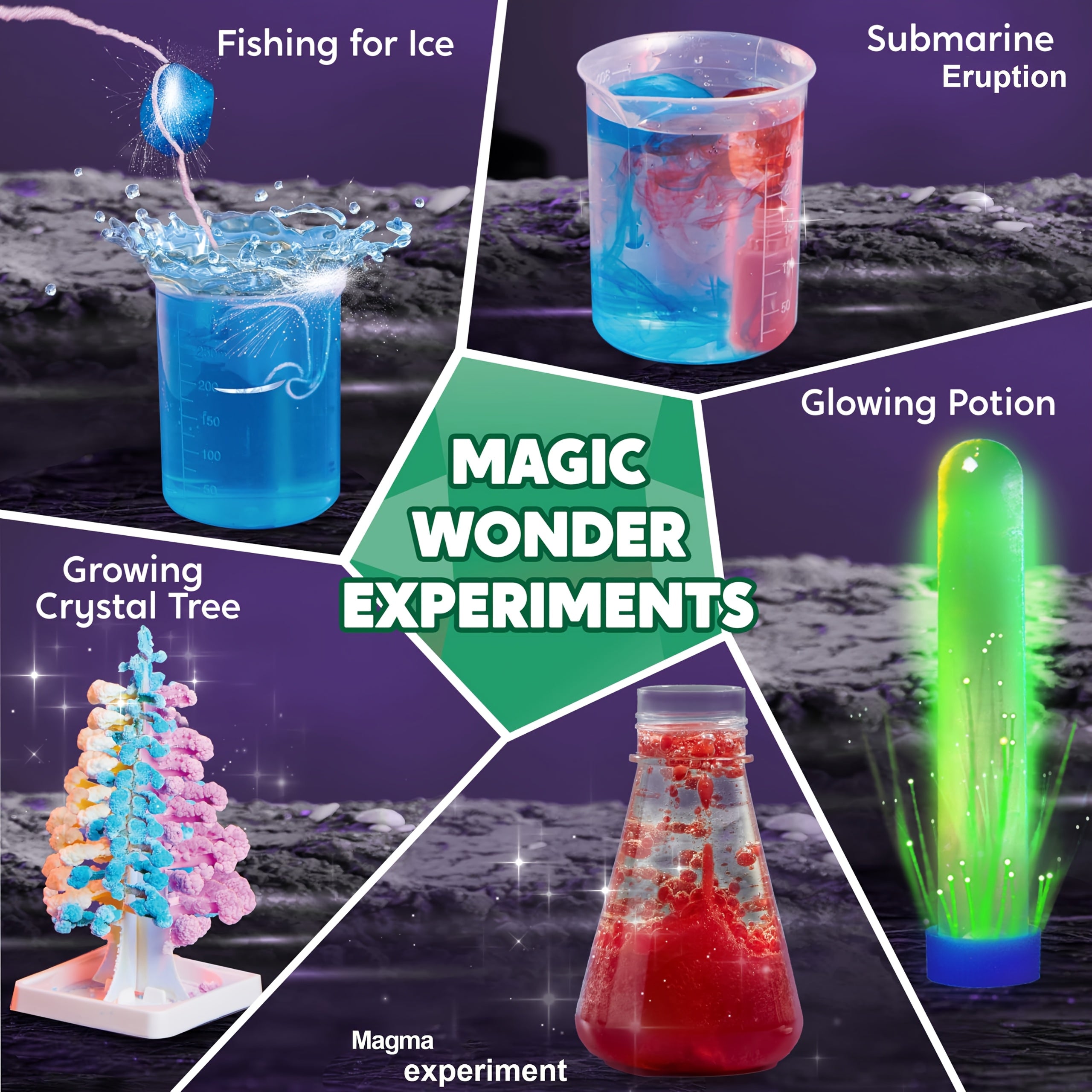 STEM Science Kit for Kids with 50+ Experiments - Crystal Tree Growing Kit, Lava Lamp, Volcano & Chemistry Lab Activities, Educational Science Toy for Boys Girls Ages 6-12, Birthday Christmas Gift