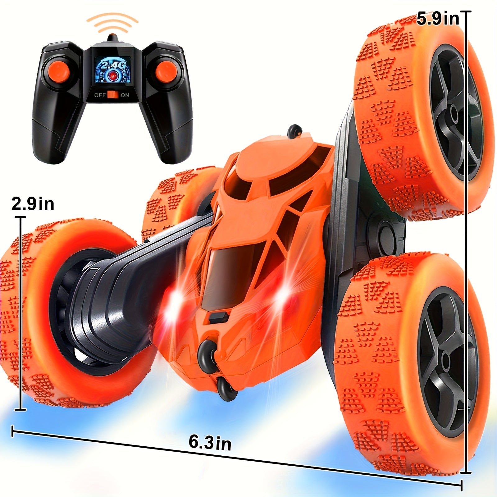 RC Stunt Car Double Sided 360 Flip 4WD Remote Control Car 2.4GHz LED Headlights 1400mAh Rechargeable Battery All Terrain Kids Boys Ages 6+ Birthday Christmas Gift