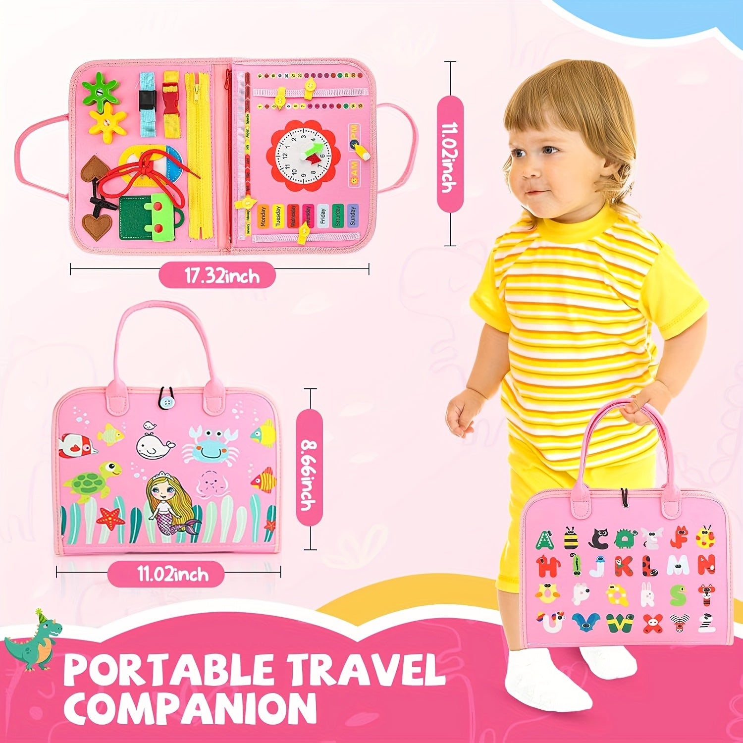 Busy Board Sensory Learning Toy for Toddlers - Busy Book Educational Activity Toy for Girls Boys, Airplane Car Travel Toy, Birthday Gift for Toddler Ages 1 2 3