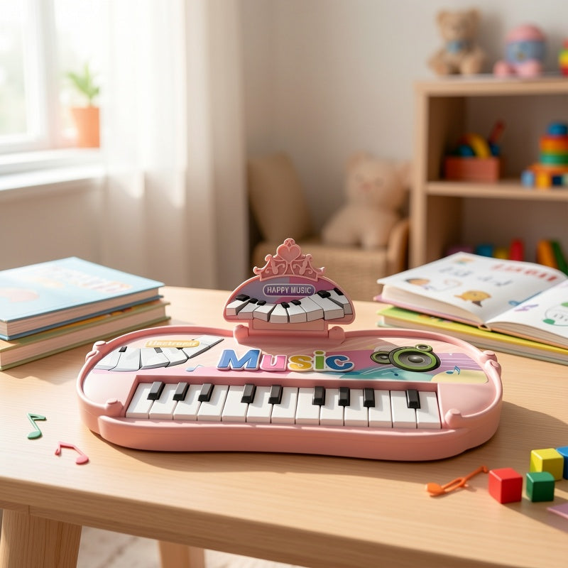Kids Electronic Piano Toy 13 Keys – Musical Instrument for Toddlers Ages 2-6, STEM Brain Development Auditory Learning Toy, Birthday Gift for Boys Girls, Green