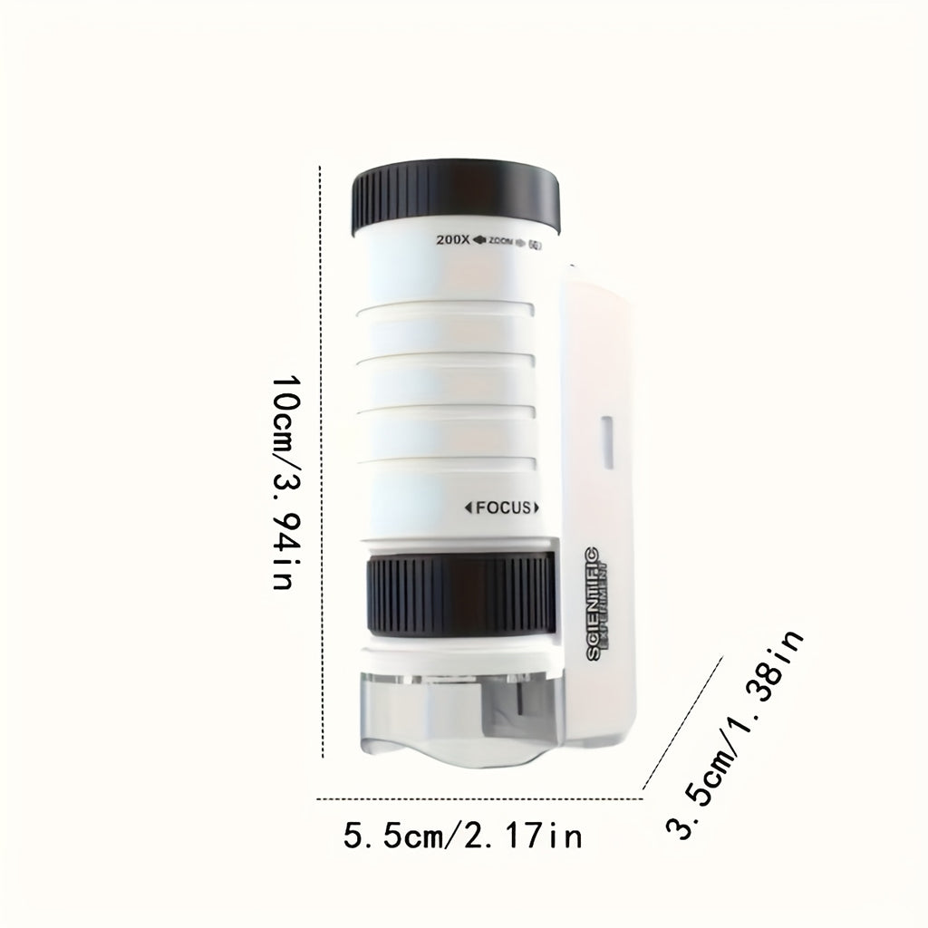 Kids Portable Microscope 60X-200X Zoom – LED Light STEM Science Toy for Outdoor Exploration, Educational Gift for Boys Girls Ages 5+, Back to School Birthday Gift