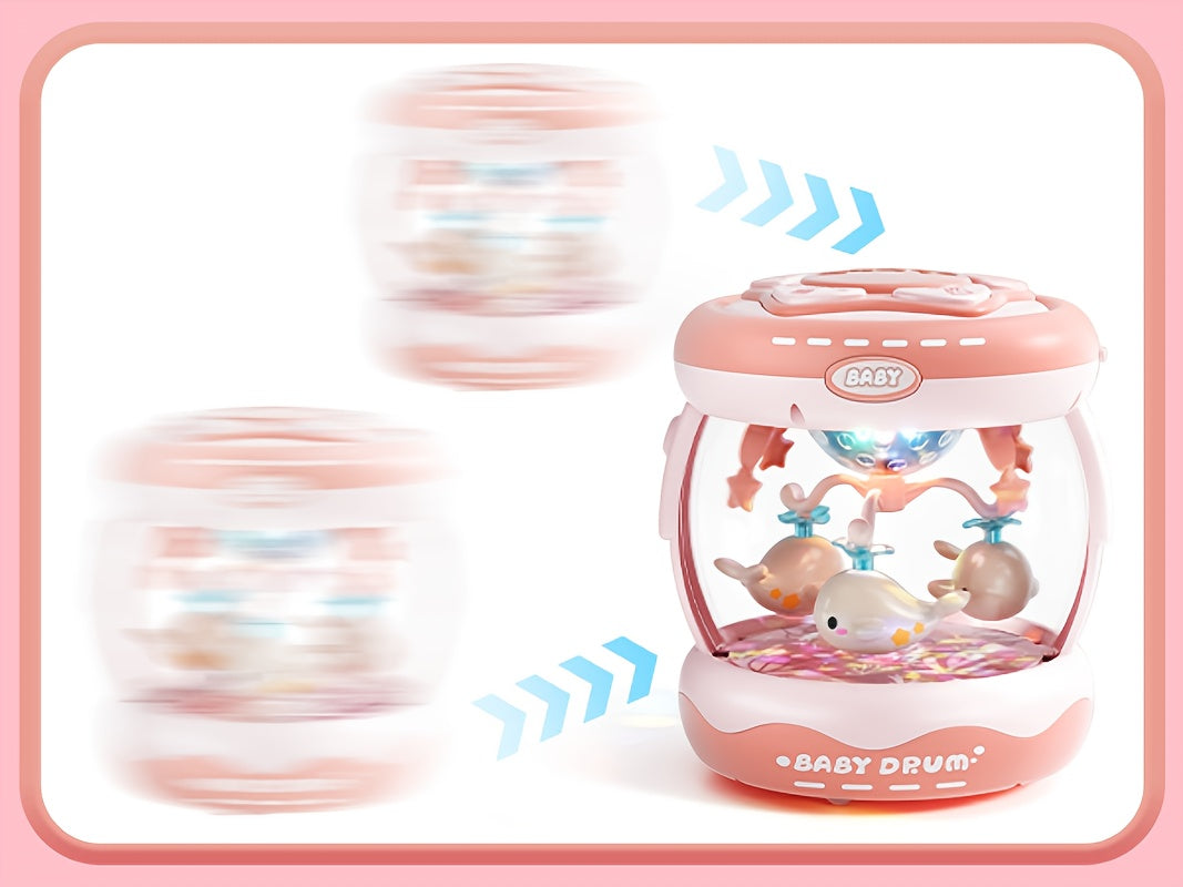 JOVOW Baby Rotating Projector Music Toy for 3 Months+ – Interactive Animal Sounds & Music, Multi-Functional Sensory Learning Toy for Infant Boys Girls, Party Music, Skills Development, Pink & Blue