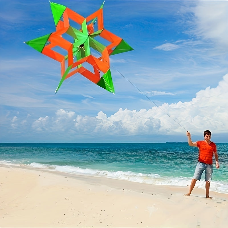 Large 3D Lotus Kite for Adults & Kids Ages 8+ – Colorful Polygonal Delta Kite for Beach, Park & Outdoor Fun – Easy to Fly Durable Kite Birthday Christmas Easter Gift