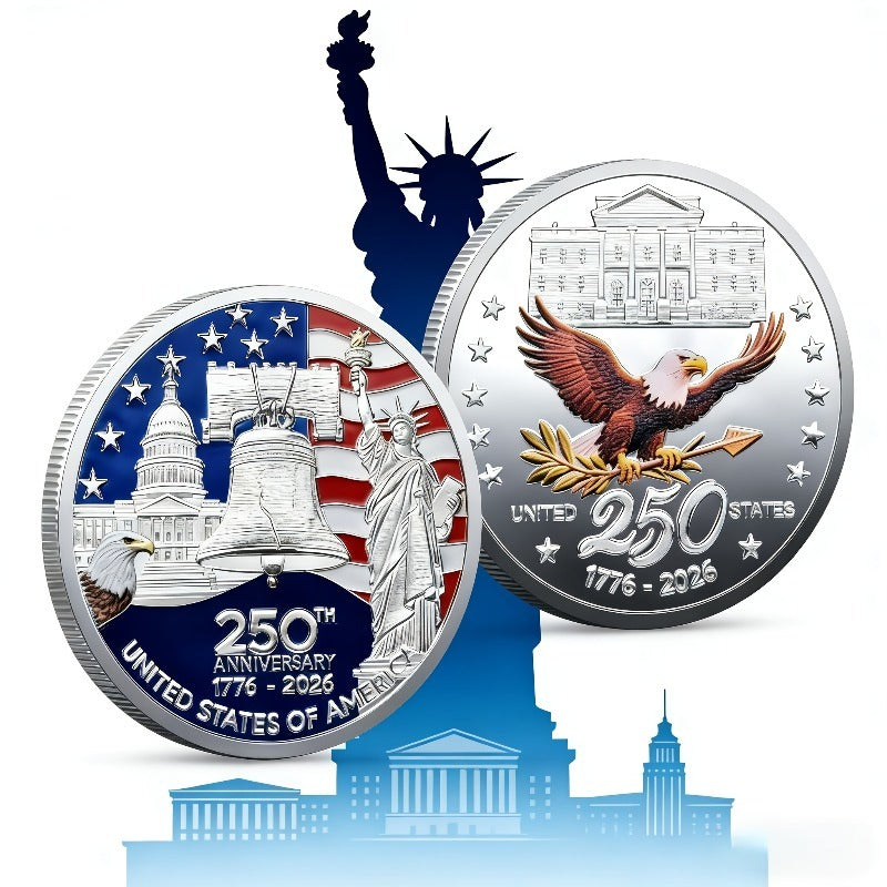 America 250th Anniversary Coin Set 2026 12pcs 1776-2026 USA Bicentennial Eagle Challenge Commemorative Medallion with Acrylic Cases Collector Gift