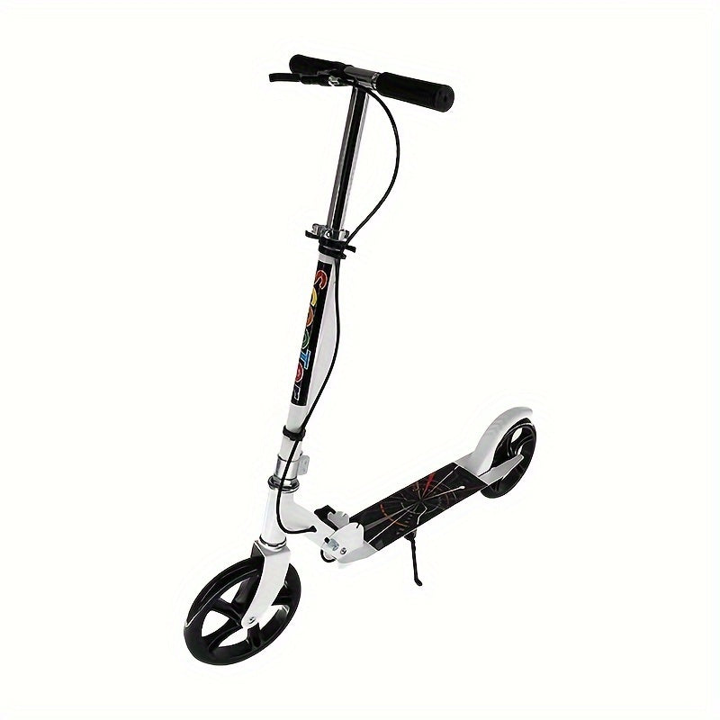 Foldable Kick Scooter for Adults Teens - Double Brake 2-Wheel Scooter 4-Gear Adjustable Height 220LB Capacity, Lightweight Commuter Scooter for Youth Adults, Birthday Christmas Halloween Gift