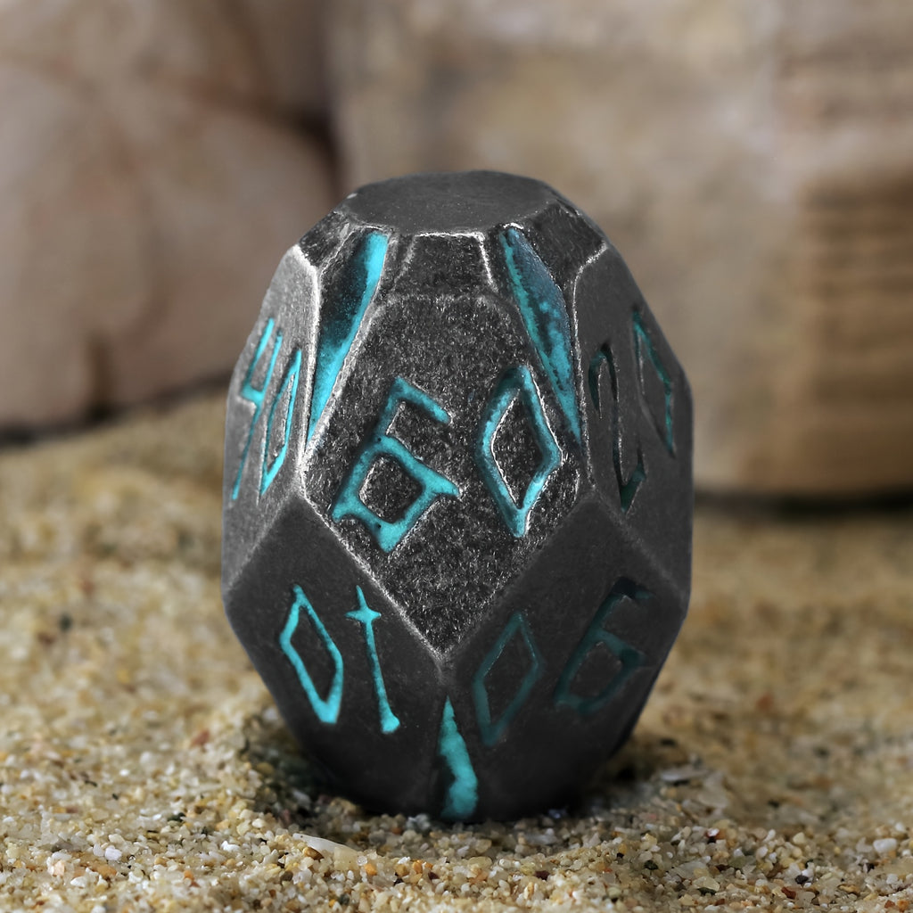 Metal DND Dice Set 7 Piece Stonehenge Themed Glow in the Dark – Zinc Alloy Heavy Polyhedral RPG Dice D4-D20 with Gift Box Blue, Dungeon Master Birthday Christmas Gift for Tabletop Gamers