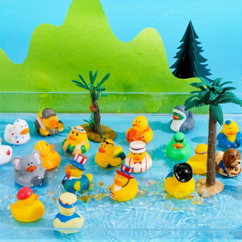 120PCS Mini Rubber Ducks Bulk Assortment with Mesh Bag – 2 Inch Rubber Duckies 60+ Designs, Baby Bath Toys, Kids Birthday Party Favors, Carnival Prizes, Pool Toys, Random Colors
