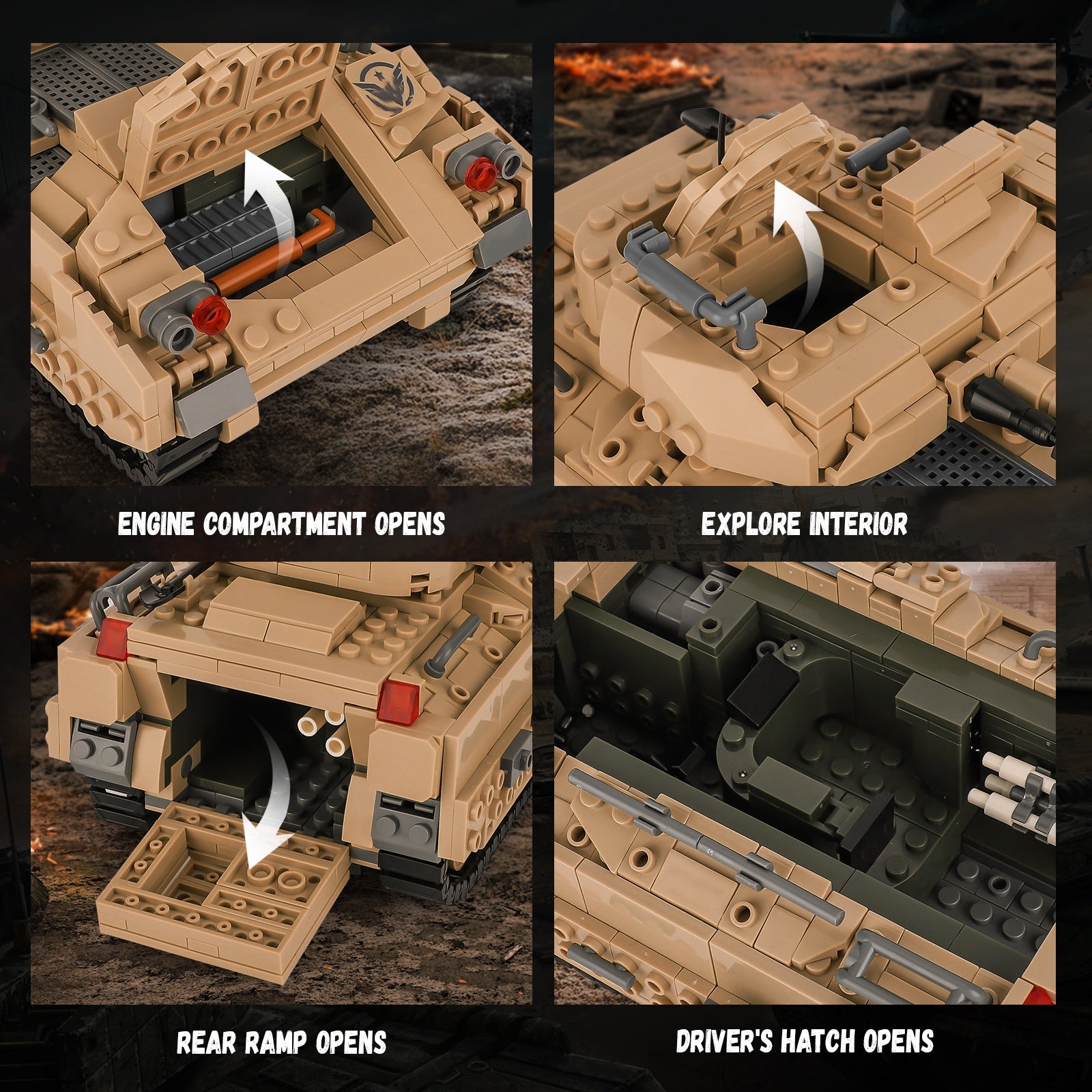 Military Tank Building Blocks Set 1350 Pieces, M2 Bradley Infantry Fighting Vehicle Army Tank Model Kit, STEM Construction Toy for Boys Teens Adults Ages 8+, Birthday Christmas Gift Military Fans