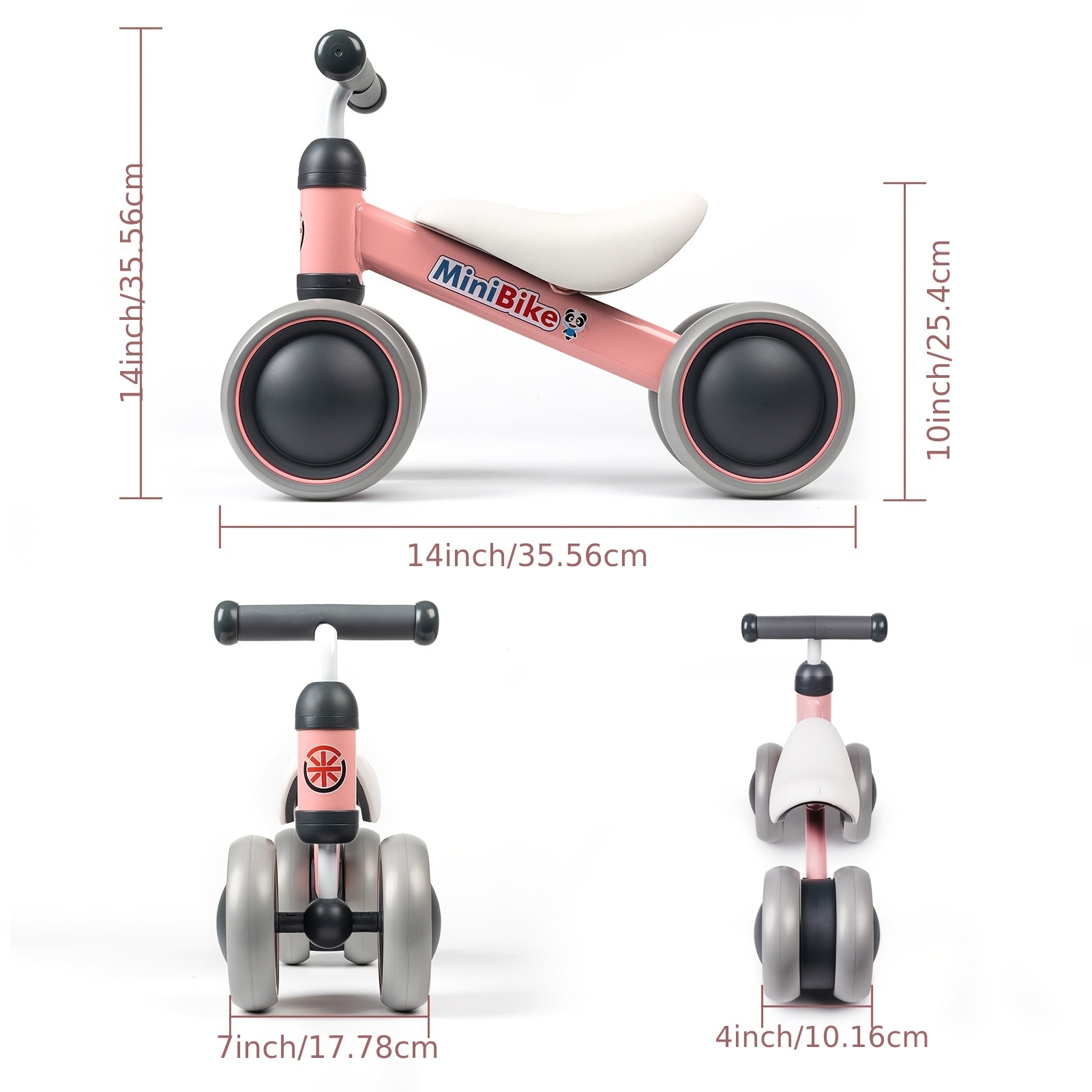 4-Wheel Baby Balance Bike for Toddlers 1-3 Years Old No Pedal Infant Ride On Toy - Foot to Floor Push Bike for Boys Girls, Best First Birthday Gift, Indoor Outdoor Beginner Riding Toy
