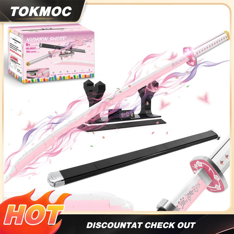 Anime Sword Building Block Set by TOKMOC with Display Stand and Scabbard, ABS Construction Model Kit for Ages 12+, Cosplay Display and Collector Gifts