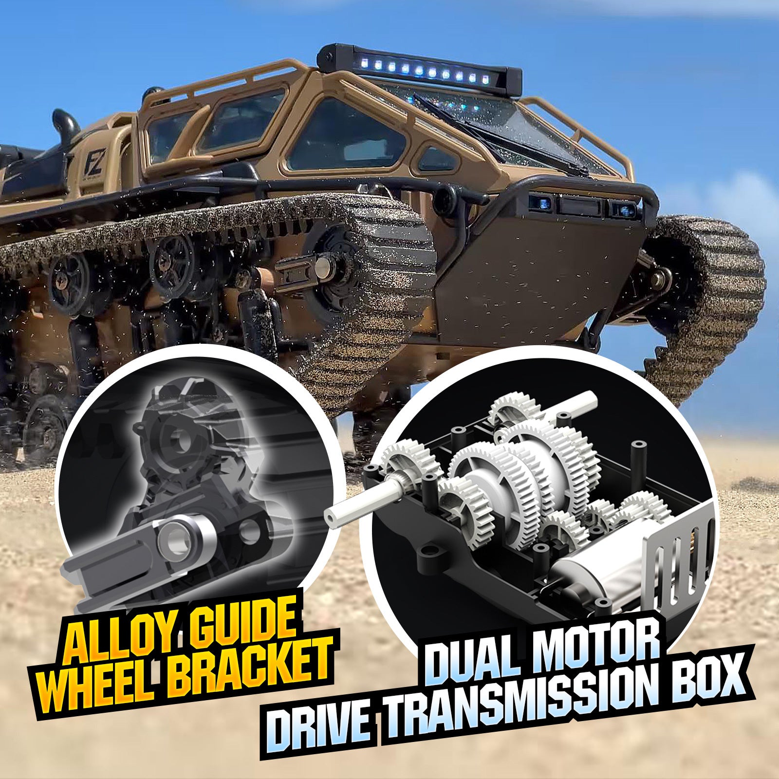 RC Tracked Military Tank with Full-Proportional Control LED Lights & Alloy Opening Door - All-Terrain Off-Road Armored Vehicle Model Toy Gift for Kids Boys Adults