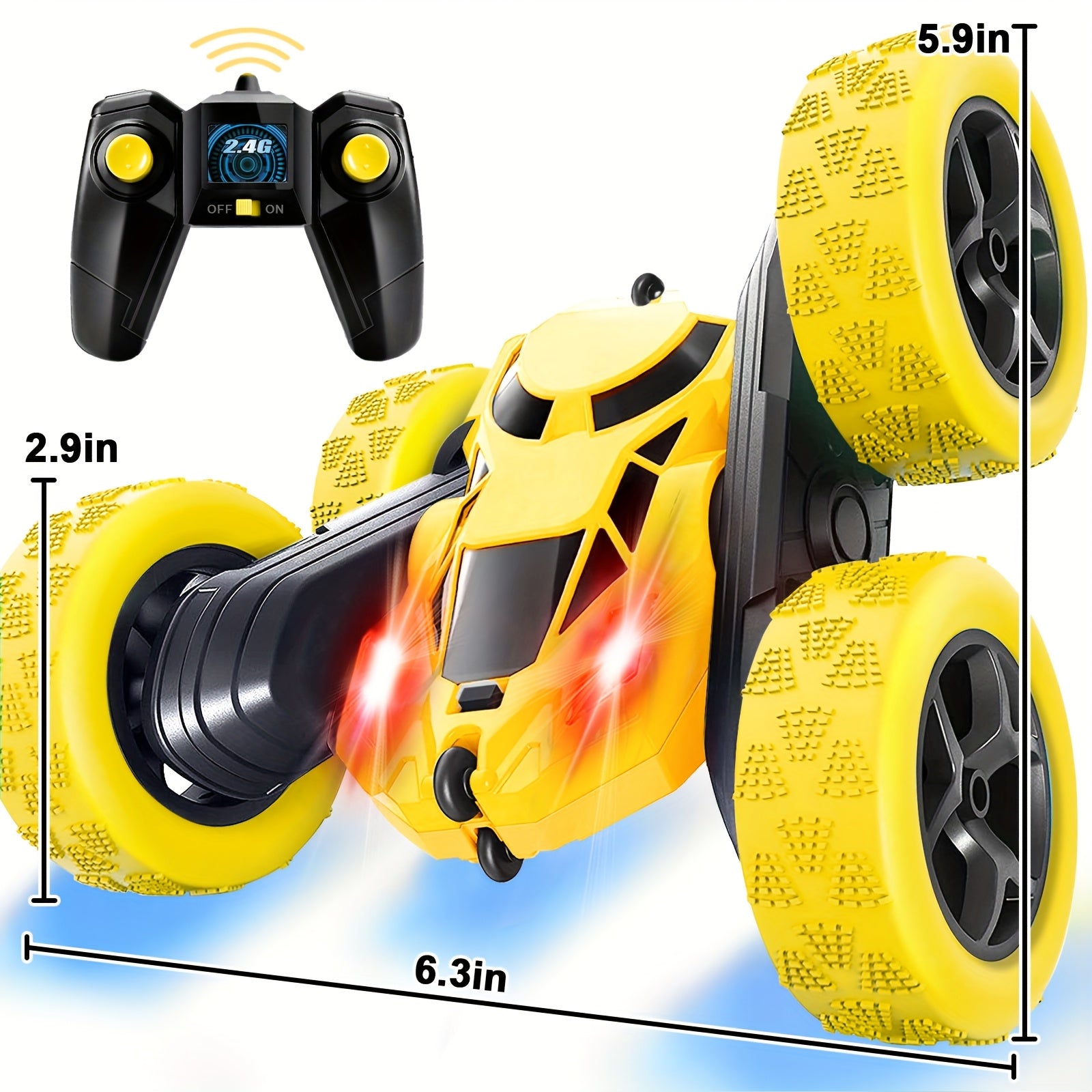 RC Stunt Car Double Sided 360 Flip 4WD Remote Control Car 2.4GHz LED Headlights 1400mAh Rechargeable Battery All Terrain Kids Boys Ages 6+ Birthday Christmas Gift