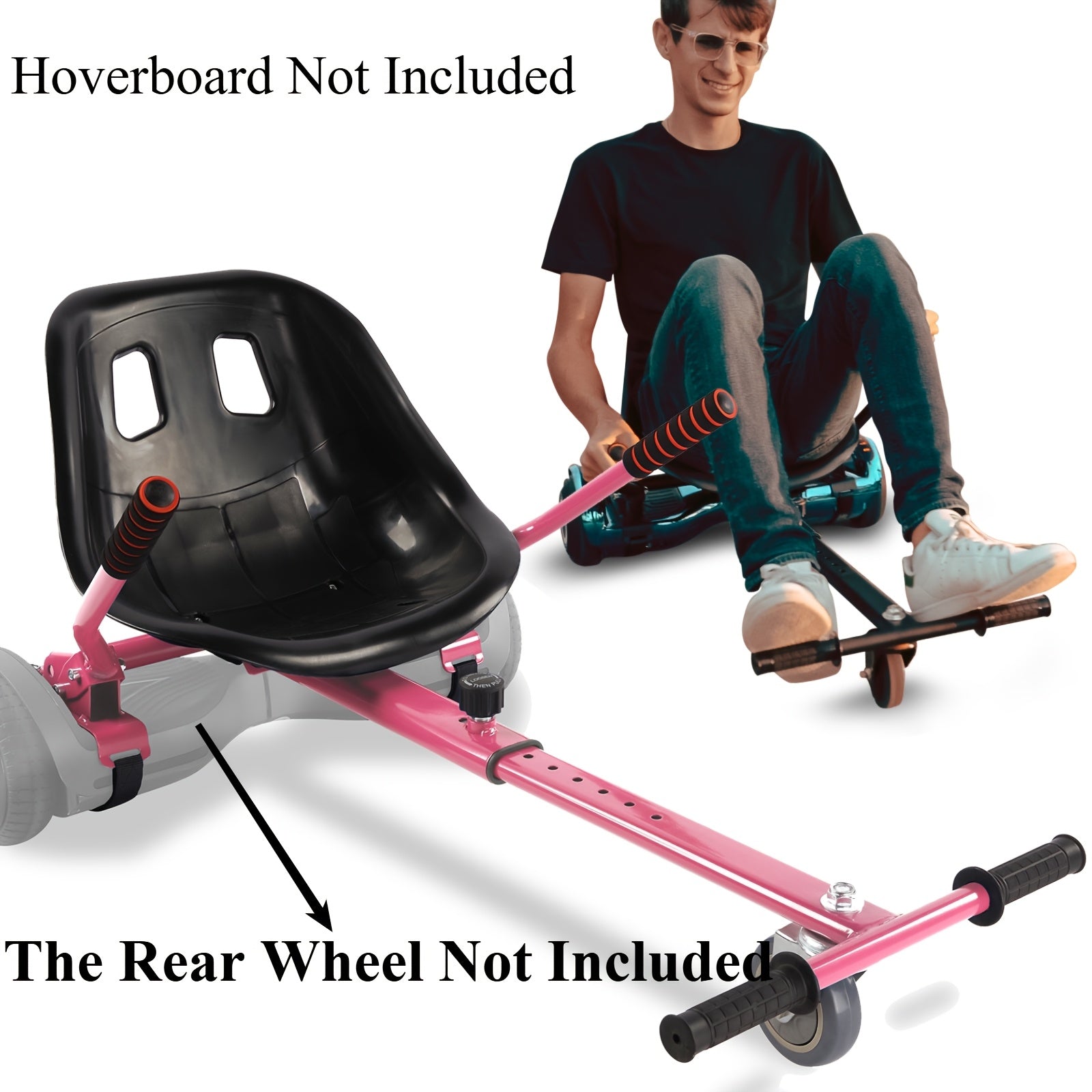 Hoverboard Go Kart Attachment for 6.5"-10" Hoverboards – Kids Hover Cart Seat Conversion Kit with Off-Road Tires, Shock Absorber & 360° Steering – Birthday Christmas Gift (Hoverboard Not Included)