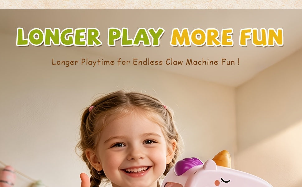 Mini Claw Machine for Kids Unicorn Arcade Vending Toy - Fun Party Game Birthday Gift for Girls Boys Ages 3+, Purple Green Pink