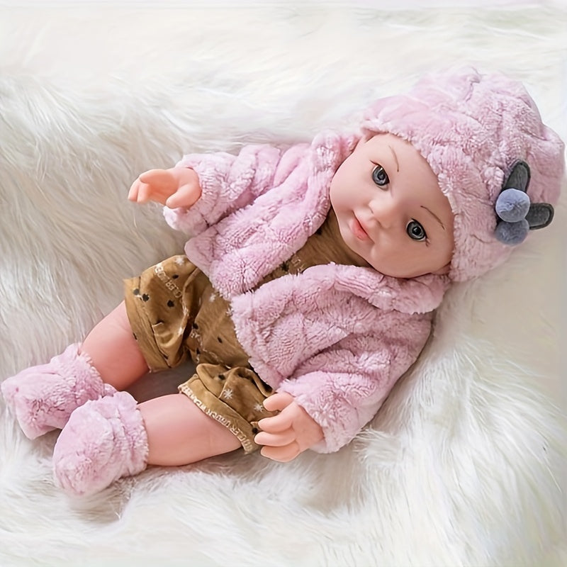 Reborn Baby Doll 12 Inch with Pink Plush Outfit Hat Socks & Pacifier – Lifelike Newborn Girl Doll for Kids Ages 3+ Birthday Christmas Holiday Gift