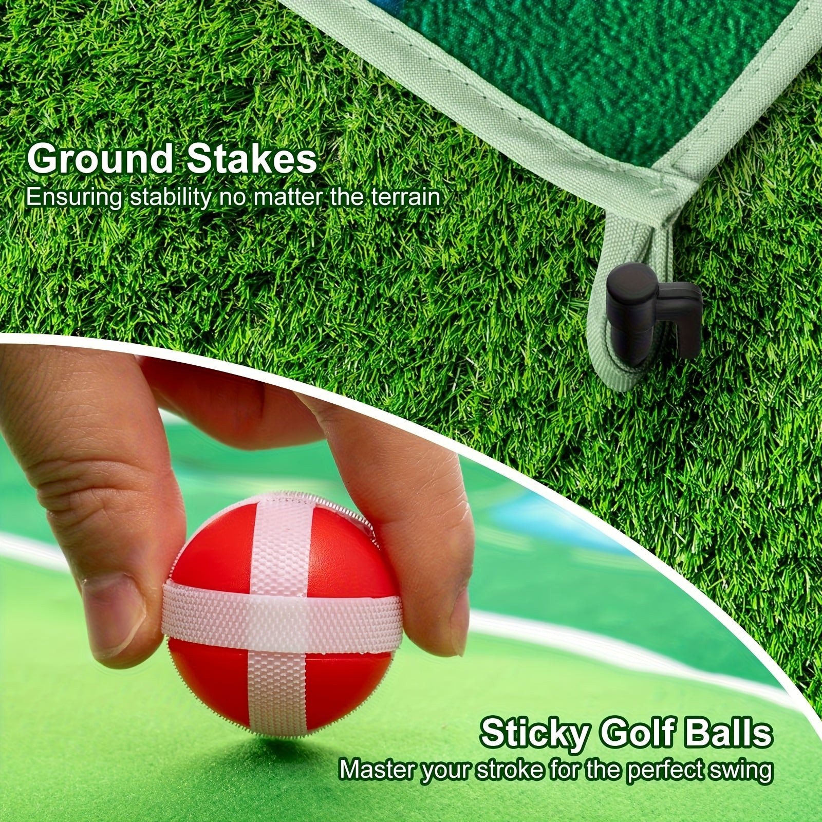 Backyard Chipping Golf Game Mat 6x5ft Indoor Outdoor Adults with 16 Adhesive Balls Stakes Scorecard Golf Gift for Men Women Golfers Fathers Day Christmas