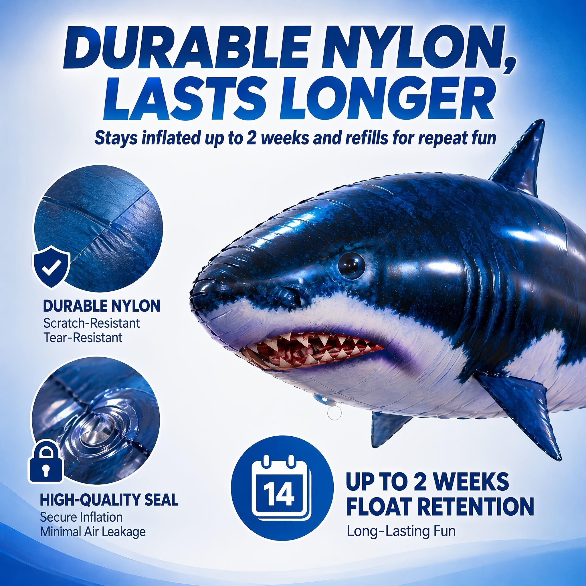 RC Inflatable Flying Shark Balloon Toy – Remote Control Air Swimmer, Indoor Flying Fish, Fun Birthday Party Gift for Kids & Adults