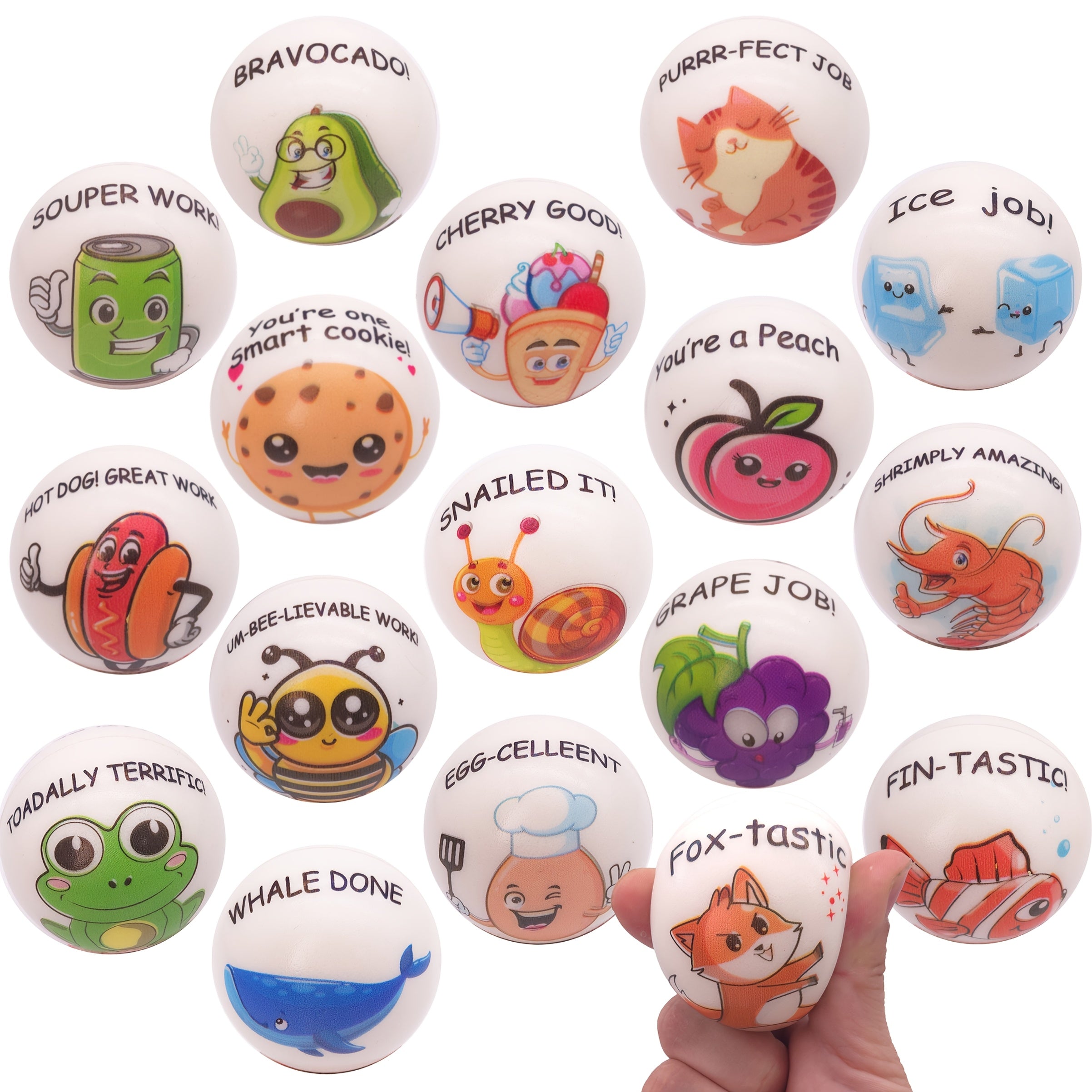Stress Balls Bulk 24 Pack Motivational Animal Squeeze Toys – Inspirational Quote Soft TPU Sensory Balls for Classroom Office Party Favors Team Building Gifts