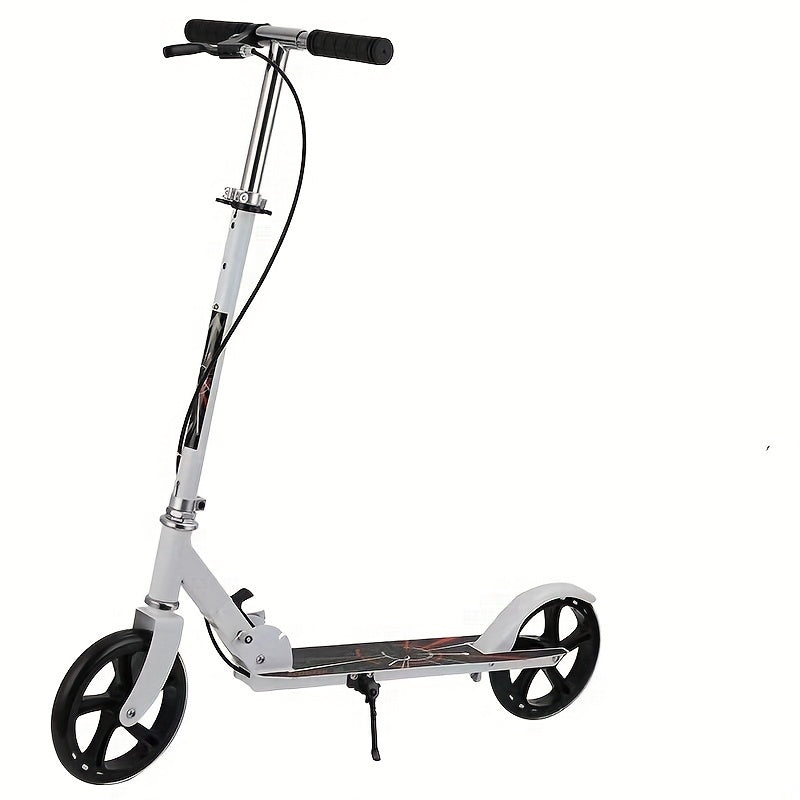 Foldable Kick Scooter for Adults Teens - Double Brake 2-Wheel Scooter 4-Gear Adjustable Height 220LB Capacity, Lightweight Commuter Scooter for Youth Adults, Birthday Christmas Halloween Gift