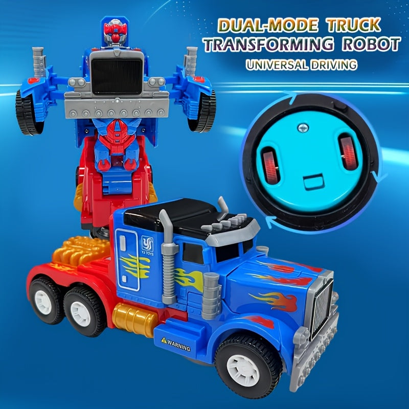 Transforming Robot Big Truck Toy with Lights and Music Automatic Transformation Obstacle Avoidance Kids Holiday Birthday Gift for Boys Girls
