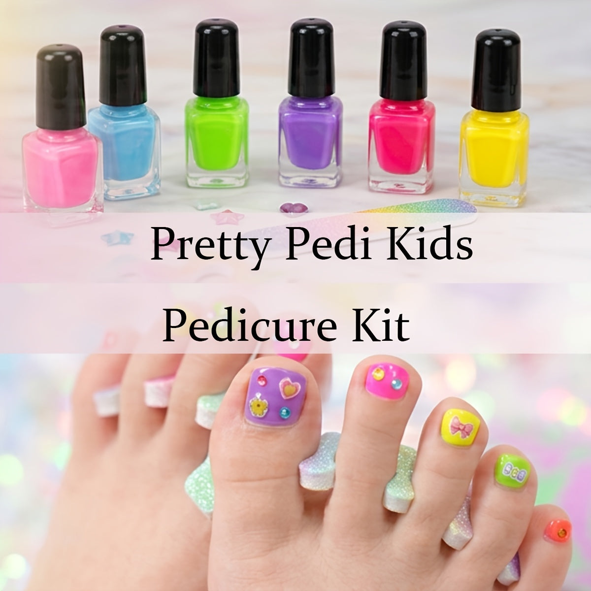 Pedicure Spa Play Set for Girls 320 Pieces Pretend Nail Salon Kit with Colorful Polishes Stickers Spa Party Self Care Toy Birthday Gift Ages 8 and Up