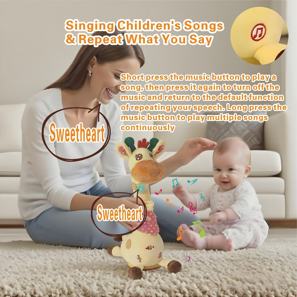 Dancing Talking Giraffe Toy for Baby Toddler 60 Songs Glowing Musical Stuffed Animal Repeats What You Say Interactive Gift for Boys Girls Ages 0 Months+