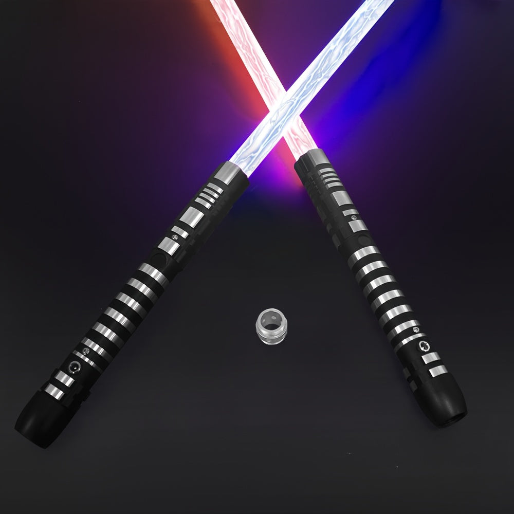 78 Inch Dueling Saber 2-in-1 Light Up Sword 16 Color Lights 3 Movie Sound Effects Mute Double Player Halloween Cosplay Birthday Party Gift