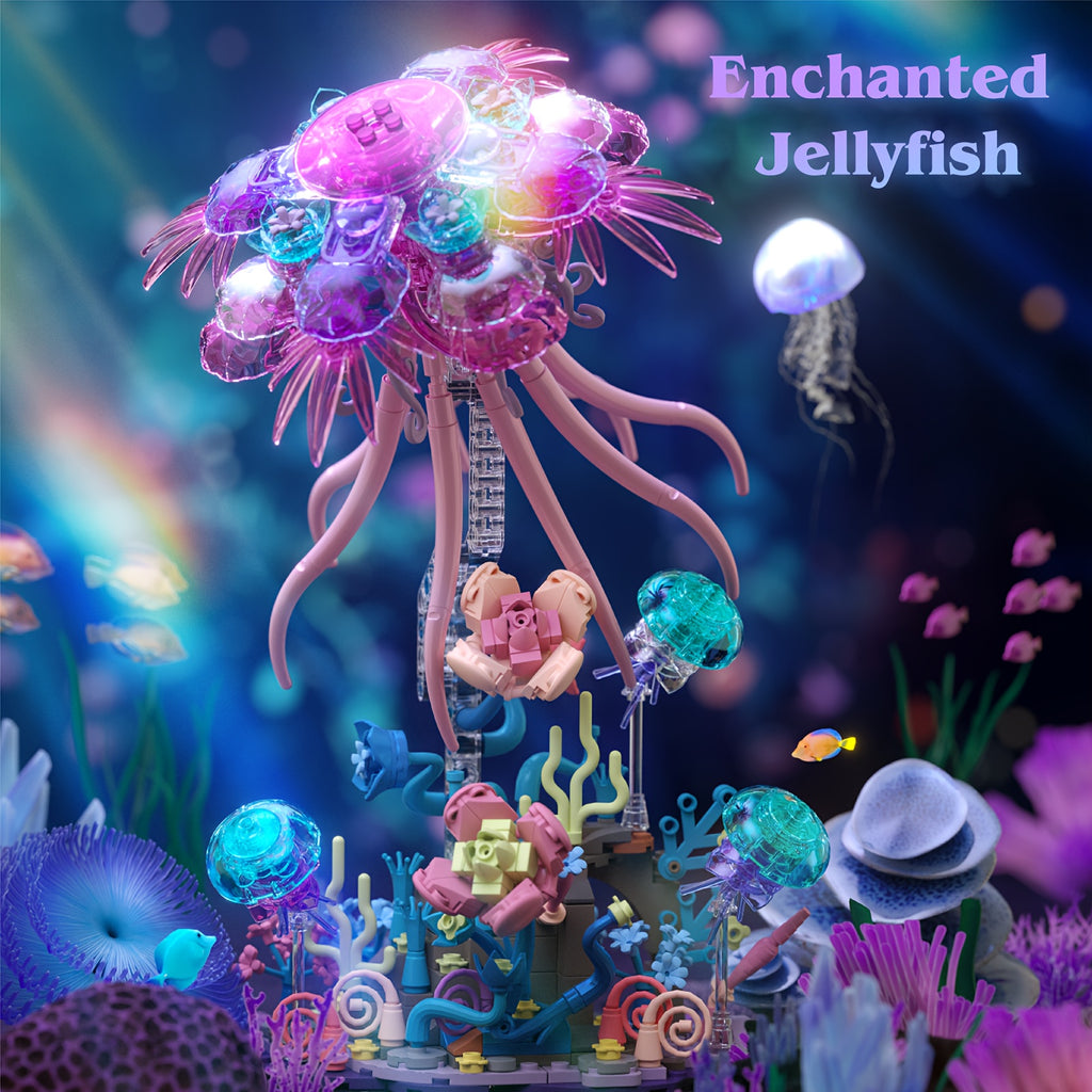 Jellyfish Building Blocks 526pcs Animal Model Kit for Adults – DIY Brick Assembly Desk Decor Display Piece, Hedgehog Style Available – Valentine Birthday Christmas Halloween Gift for Animal Lovers