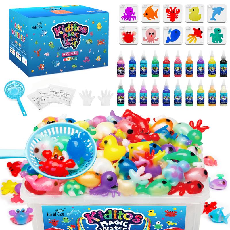 DIY Water Pets Kit by Kiditos, Magic Water Elf Gel and Sea Creature Molds for Squishy Sensory Crafts, Screen-Free Play and Birthday Gifts for Kids Ages 3+