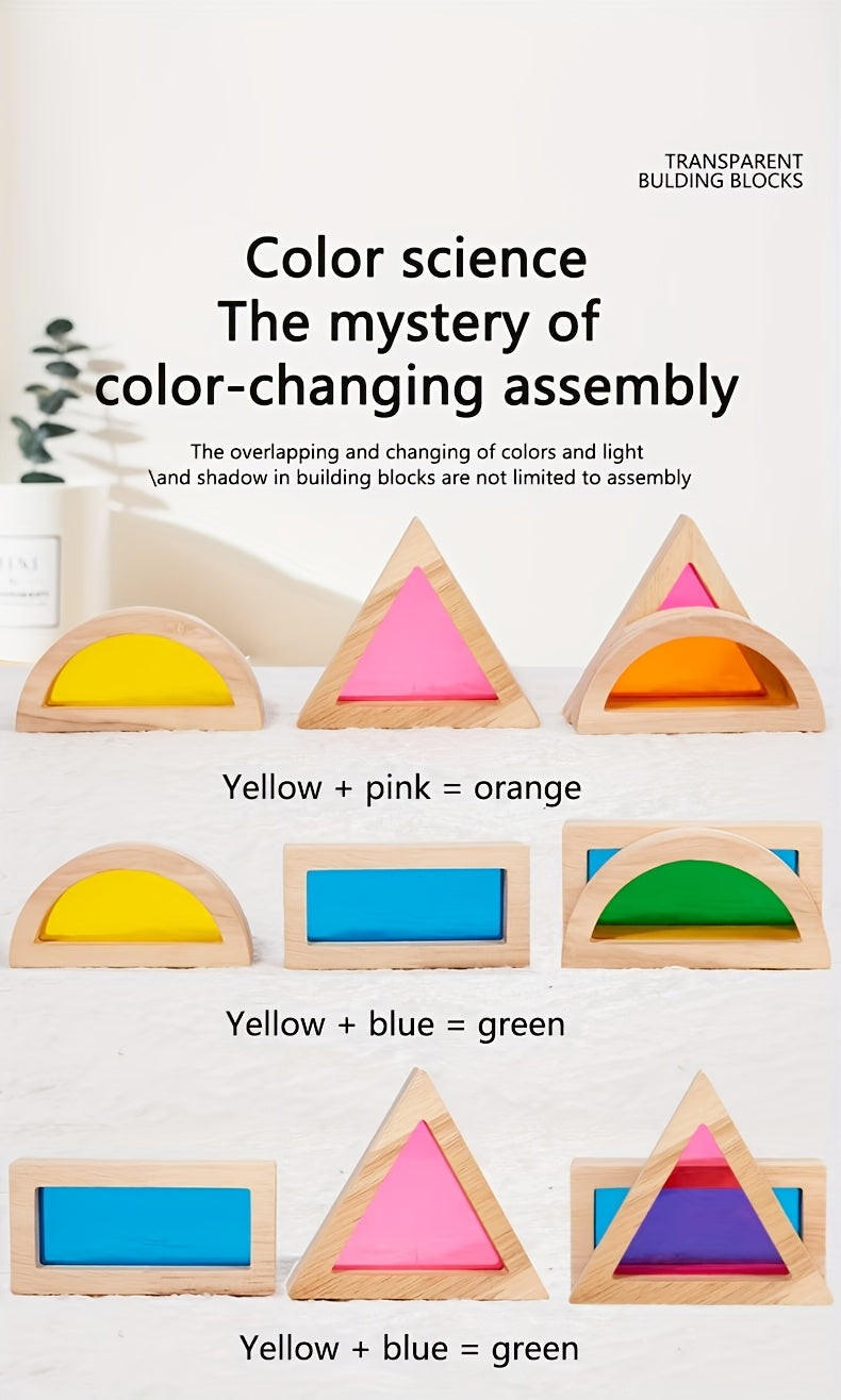 Translucent Colored Acrylic Building Blocks for Kids - Geometric Sensory Construction Toy, Parent-Child Bonding Educational Gift for Birthdays & Holidays