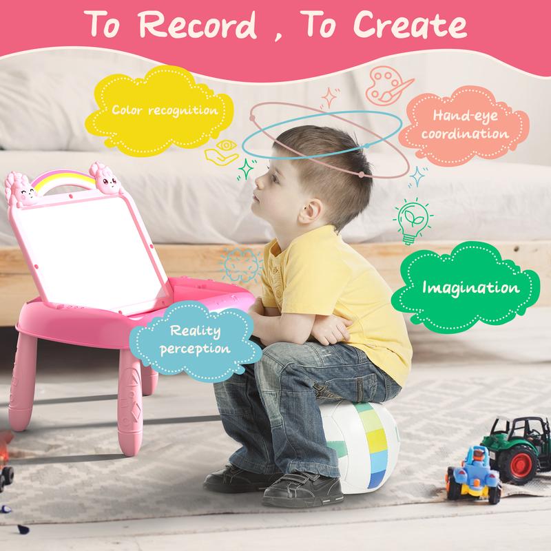 Double-Sided Magnetic Drawing Board for Toddlers, Unicorn Erasable Doodle Sketch Pad with Magnetic Letters and Numbers, Mess-Free Reusable Writing Easel, Early Learning Educational Toy for Girls Ages 1-3, Birthday Christmas Gift