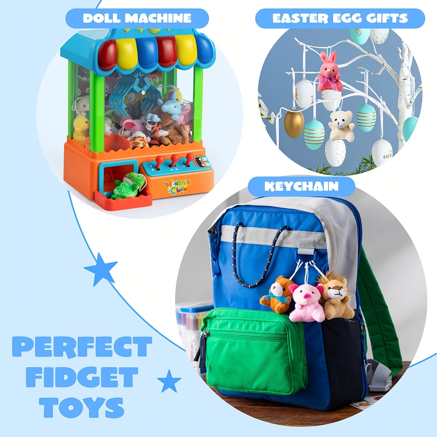 Mini Stuffed Animal Keychain Set 24 Pcs – Soft Plush Animal Figures with Lanyard, Easter Egg Stuffers, Party Favors, Classroom Prizes, Carnival Rewards & Bulk Birthday Gifts for Kids