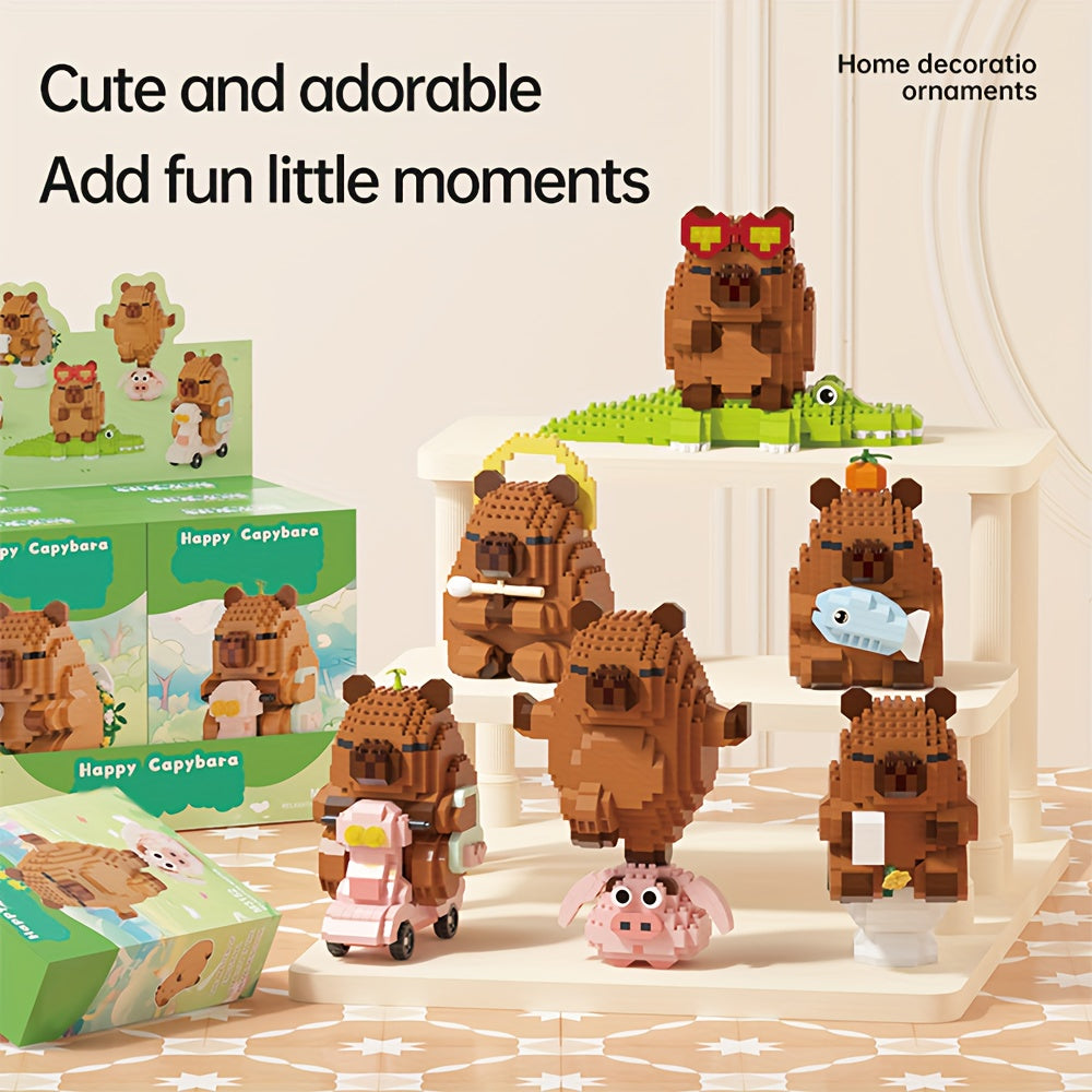 Capybara Micro Building Blocks 562pcs Miniature Collector Edition DIY Desk Decor Stress Relief Toy - Multiple Themes - Birthday Easter Christmas Gift for Boys Girls Teens Adults