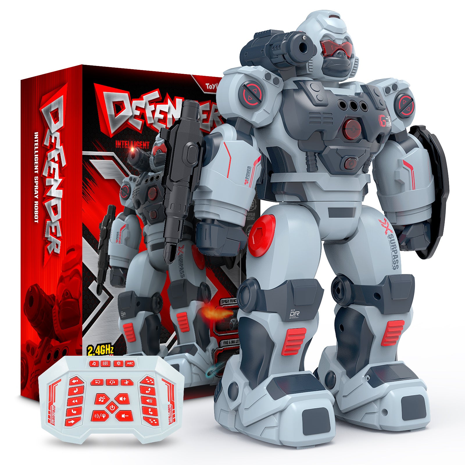 RC Robot Toy for Kids, Gesture Sensing Remote Control Smart Robot with Spray, Walking Dancing Programmable, Birthday Gift for Boys Ages 6+