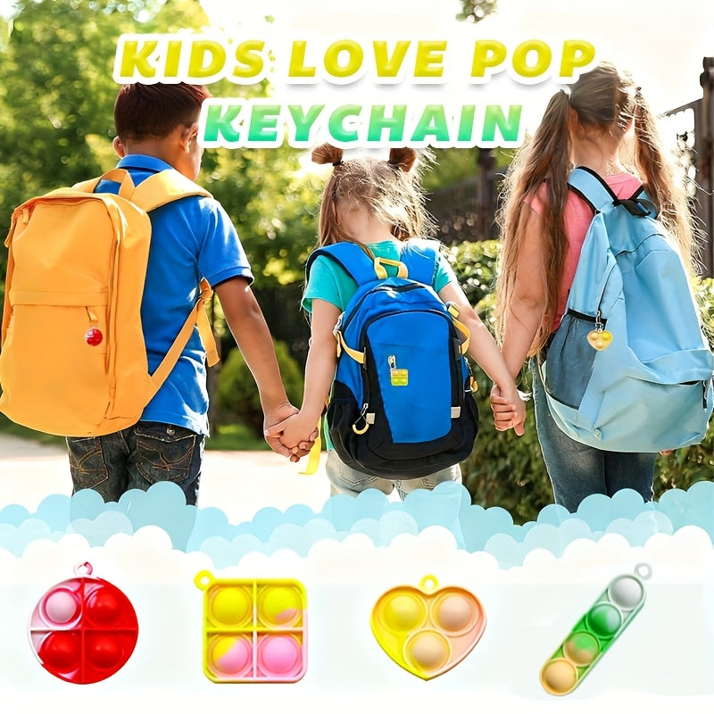 120pcs Mini Keychains Bulk – Heart Square Circle Shapes Party Favors for Kids, Classroom Treasure Box, Carnival Prizes, Birthday Goodie Bag Fillers