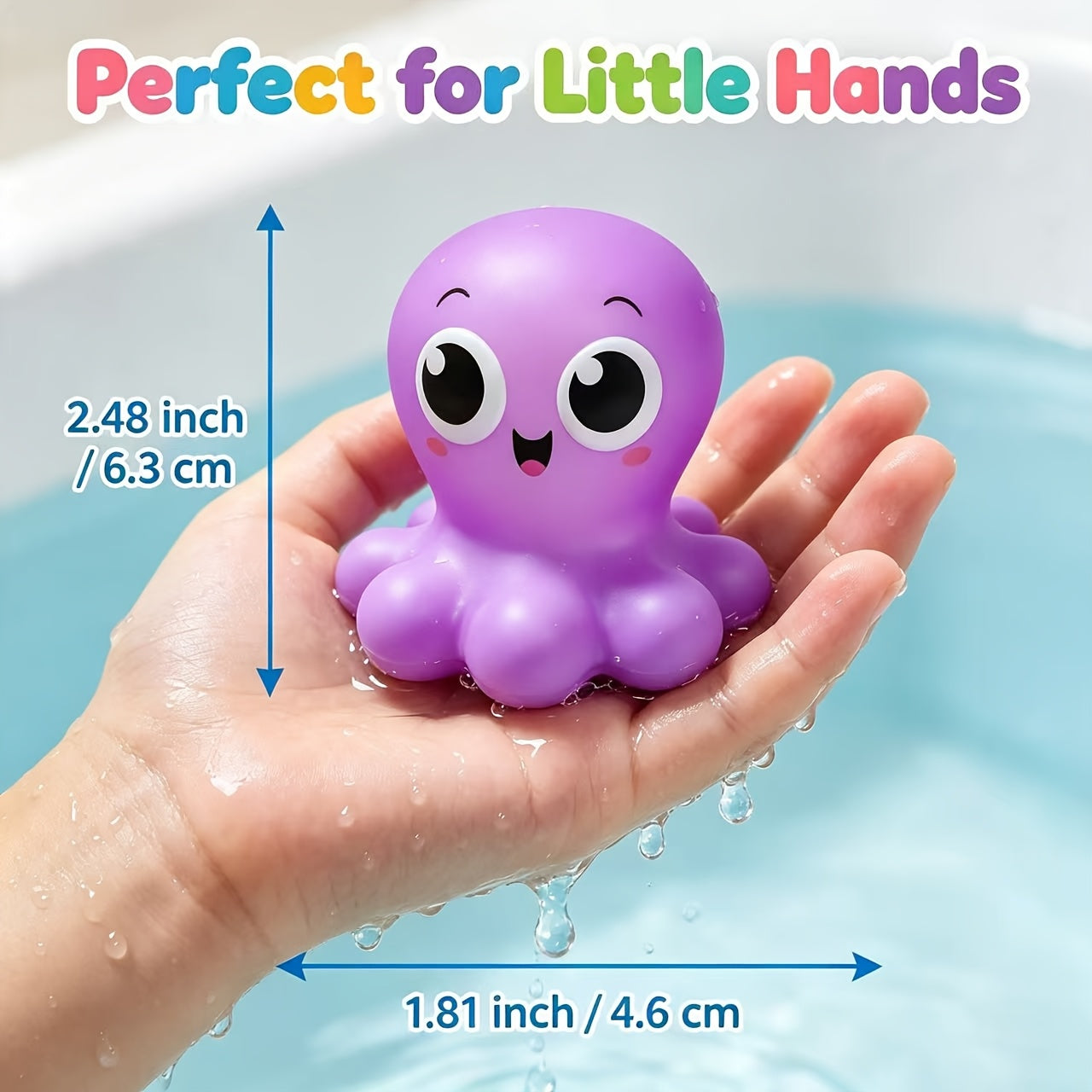 Light-Up Sea Animal Bath Toys 8 or 10 Pcs – Glowing Ocean Animal Bathtub Toys for Baby & Toddlers, Water Pool Toys for Boys & Girls, Random Colors, Fun Kids Gift