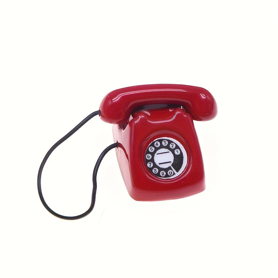Dollhouse Miniature Vintage Rotary Phone 2pcs Alloy – 1:12 Scale Furniture Props for Pocket Scene Diorama DIY Decor Collector Gift