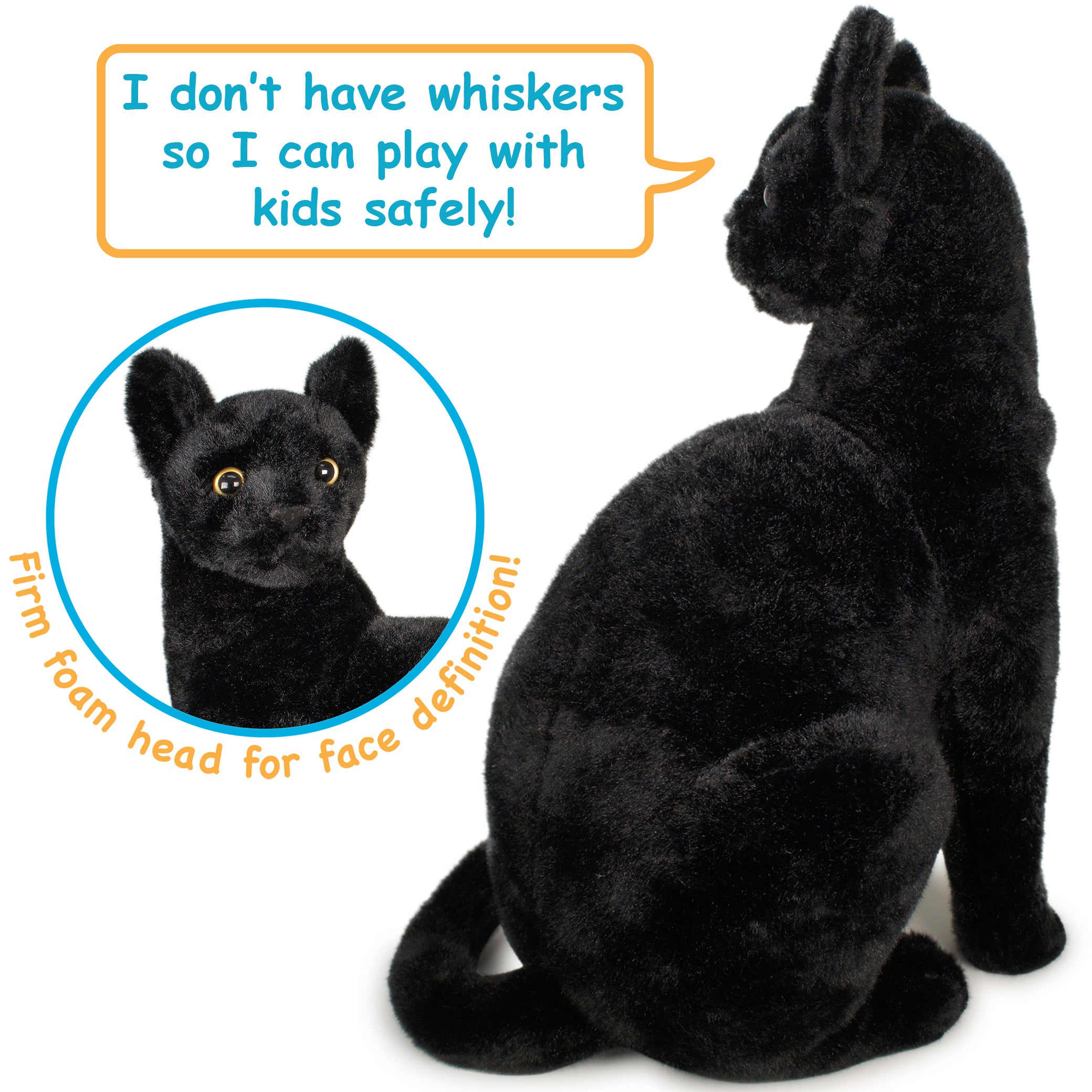 Black Cat Stuffed Animal Plush 13 Inch – Boone the Soft Cuddly Plush Cat Toy, Kids Gift for Cat Lovers, Ages 3+, TigerHart Toys