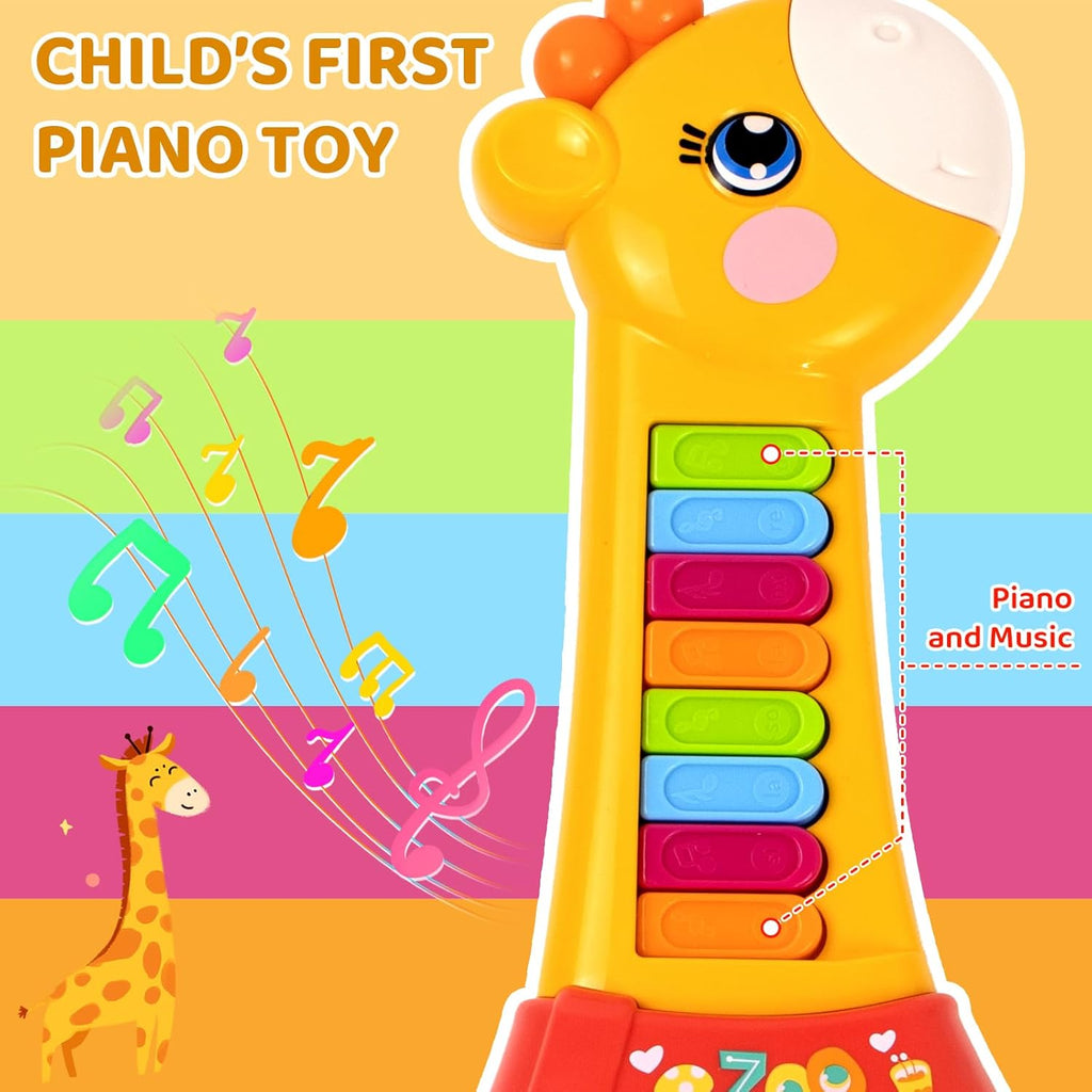 Baby Giraffe Guitar Musical Toy for 12 Months+ – Piano Keys, Animal Sounds & 8 Songs, Flashing Lights, Educational Learning Toy for Toddlers 1 Year Old Boys Girls, First Birthday Christmas Gift