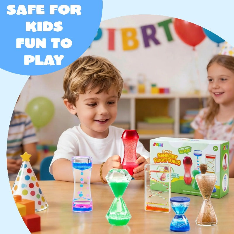 Sensory Bottles Fidget Toys 6 Pack for Kids with Autism & ADHD – Calming Liquid Motion Tubes, Silent Classroom Calm Down Corner Tools, Stress Relief Gift for Boys & Girls