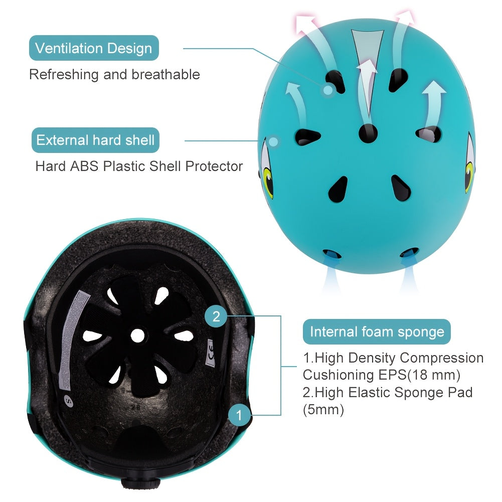 Shark Kids Bike Helmet with Protective Gear Set – Adjustable Lightweight Breathable Cycling Safety Helmet for Boys Girls Ages 5+ Birthday Gift (Blue & Black)