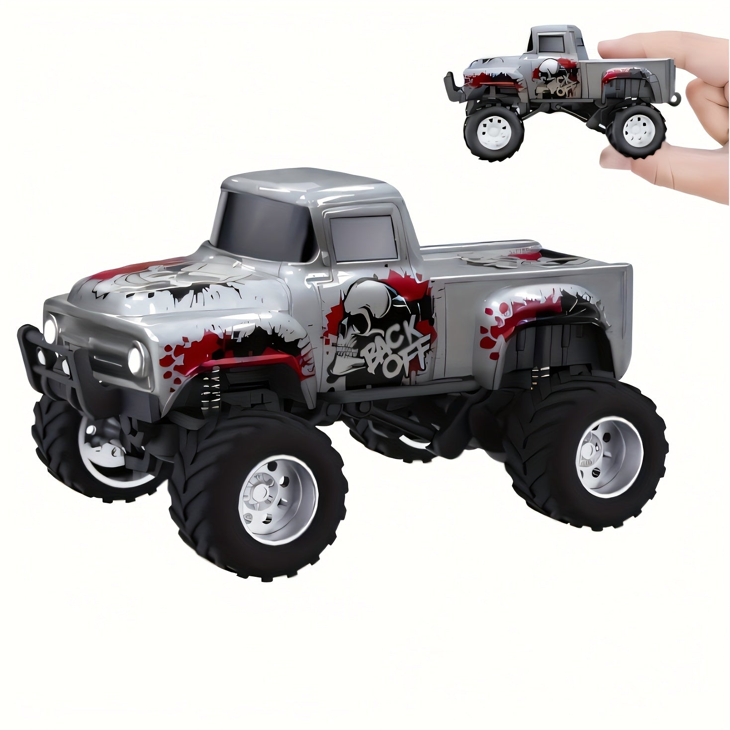 1:64 Scale Die-Cast RC Monster Truck 2.4GHz High-Speed Off-Road Vehicle LED Headlights Multiple Control Modes Adjustable Speed Gift for Boys Girls